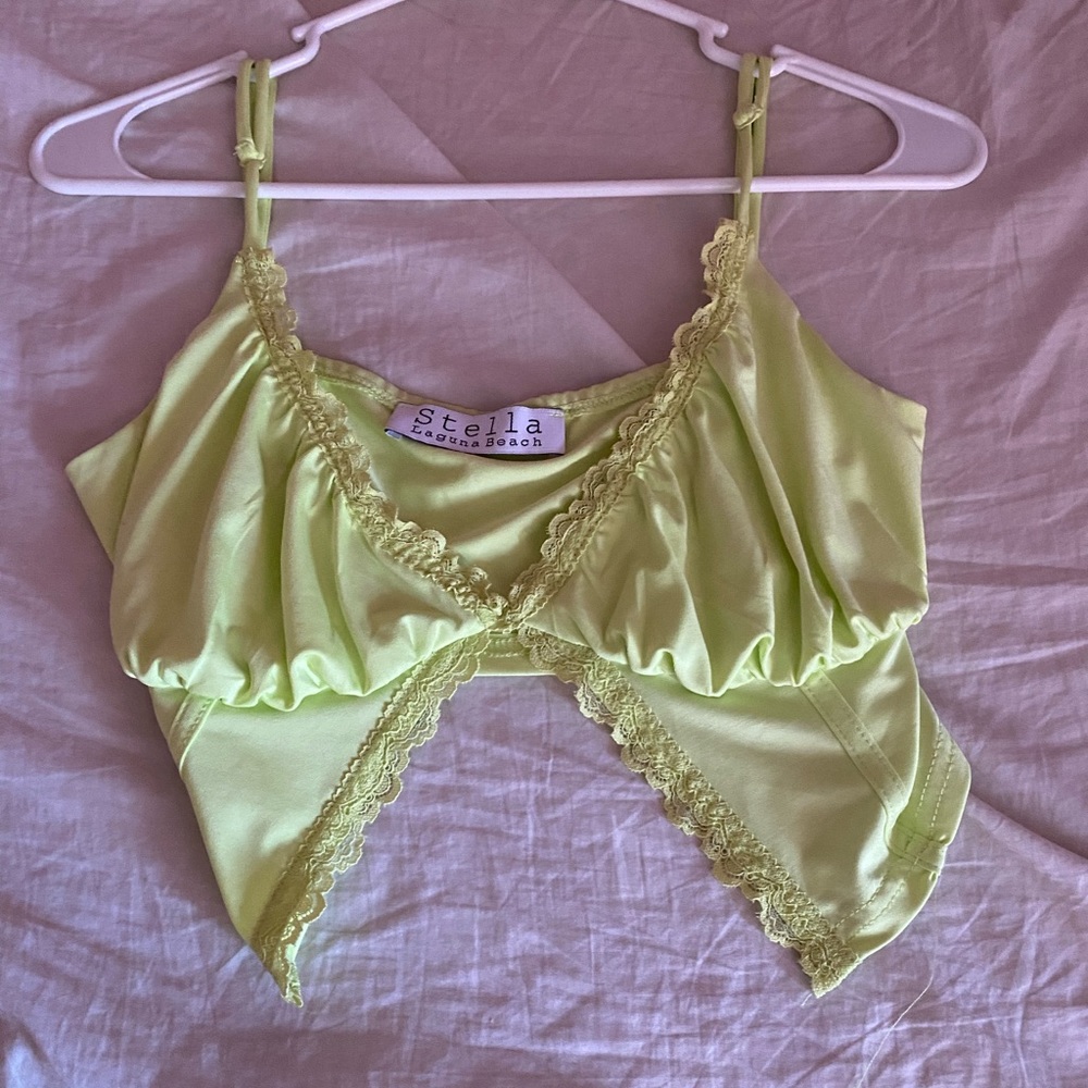 Small neon green sexy lace shirt